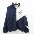 L★古着 リーボック 長袖 ナイロン ジャケット メンズ 90年代 90s ビッグロゴ ツートンカラー 紺他 内側メッシュ【spe】 25dec20