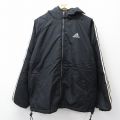L★古着 アディダス adidas 長袖 ナイロン ジャケット パーカー メンズ 90年代 90s ビッグロゴ リバーシブル ラグラン 黒他 26jan05