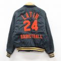 M★古着 長袖 ナイロン ジャケット メンズ 80年代 80s LATIN ラグラン 黒他 内側キルティング 26jan20