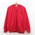 L★古着 IZOD 長袖 ナイロン ジャケット メンズ 90年代 90s ワンポイントロゴ 大きいサイズ Vネック 赤 26jan28