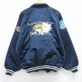 XL★古着 長袖 ナイロン ジャケット メンズ 90年代 90s MUSKIES 魚 刺繍 ラグラン 大きいサイズ USA製 紺他 内側キルティング【spe】 26feb06