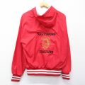 M★古着 長袖 ハーフジップ ナイロン ジャケット パーカー メンズ 90年代 90s TROJANS 刺繍 USA製 赤 26feb12