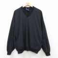 XL★古着 長袖 ナイロン ジャケット メンズ 90年代 90s Vネック USA製 黒 26feb19