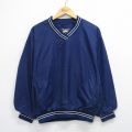 L★古着 長袖 ナイロン ジャケット メンズ 90年代 90s Vネック 紺 26mar02