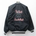 M★古着 長袖 ナイロン ジャケット メンズ 90年代 90s バスケットボール 刺繍 ラグラン USA製 黒他 内側キルティング 26mar06