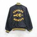 L★古着 長袖 ナイロン ジャケット メンズ 90年代 90s HARVARD ラグラン USA製 黒 内側キルティング 26mar07