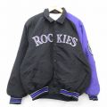 XL★古着 スターター 長袖 ナイロン ジャケット メンズ 80年代 80s MLB コロラドロッキーズ 刺繍 黒 内側キルティング メジャーリーグ ベースボール 野球【spe】 26apr01