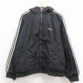 XL★古着 アディダス adidas 長袖 ナイロン ジャケット パーカー メンズ 90年代 90s ワンポイントロゴ リバーシブル ラグラン 黒 3本ライン 26apr03
