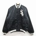 XL★古着 スターター 長袖 ナイロン ジャケット メンズ 90年代 90s MLB シカゴホワイトソックス 大きいサイズ 黒 メジャーリーグ ベースボール 野球 内側キルティング【spe】 26apr27