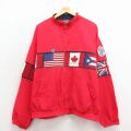 L★古着 長袖 ナイロン ジャケット メンズ 90年代 90s 国旗 USA製 赤【spe】 26apr27