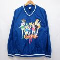 M★古着 長袖 ナイロン ジャケット メンズ アニメ セーラームーン Vネック ブルー【spe】 26jun04