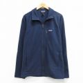L★古着 パタゴニア patagonia 長袖 フリース ジャケット メンズ ワンポイントロゴ 紺 26mar07