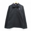 L★古着 パタゴニア patagonia 長袖 ハーフジップ ベター セーター ジャケット メンズ ワンポイントロゴ ラグラン 黒 26mar07