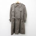 XL★古着 長袖 トレンチ コート メンズ ロング丈 グレー系 内側ファー 24oct04 中古 アウター