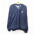 XL★古着 長袖 ジャケット メンズ 90年代 90s ANTIGUA Vネック 紺 ネイビー 内側フランネル 25jan22 中古 アウター ジャンパー ブルゾン