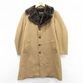M★古着 長袖 コート メンズ ロング丈 濃ベージュ他 カーキ 内側ファー 25jan25 中古 アウター