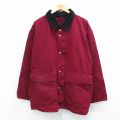 XL★古着 長袖 ジャケット メンズ 大きいサイズ 襟コーデュロイ エンジ 25sep25 中古 アウター ジャンパー ブルゾン