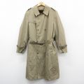 XL★古着 長袖 トレンチ コート メンズ 80年代 80s ロング丈 USA製 ベージュ カーキ 内側ファー 25sep26 中古 アウター