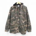 XL★古着 ディッキーズ Dickies 長袖 ジャケット パーカー メンズ ダック地 ヒジ当て 茶他 ブラウン 迷彩 内側キルティング 25oct10 中古 アウター ジャンパー ブルゾン