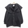XL★古着 長袖 ジャケット メンズ ダック地 ロング丈 黒 ブラック 25oct15 中古 アウター ジャンパー ブルゾン
