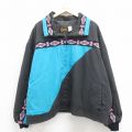 XL★古着 長袖 ジャケット メンズ 90年代 90s ネイティブ柄 ラグ柄 大きいサイズ コットン USA製 黒 内側キルティング 25nov11