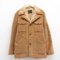 L★古着 長袖 ジャケット メンズ 80年代 80s USA製 茶 内側フェイクファー 25nov11