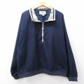 XL★古着 長袖 ハーフジップ ジャケット メンズ 大きいサイズ 紺 25dec05