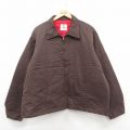 XL★古着 長袖 ワーク ジャケット メンズ 90年代 90s 大きいサイズ USA製 茶 内側キルティング 25dec22