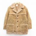 XL★古着 長袖 ジャケット メンズ 80年代 80s USA製 ベージュ 内側ボア 25dec22