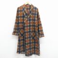 M★古着 長袖 ガウン 羽織 メンズ 80年代 80s ロング丈 フランネル コットン 濃ベージュ他 チェック 25dec19