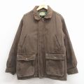 XL★古着 カベラス 長袖 ジャケット メンズ 00年代 00s ダック地 襟レザー コットン こげ茶 内側キルティング【spe】 26jan17