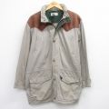 XL★古着 バナナリパブリック 長袖 ジャケット メンズ 90年代 90s レザー使用 大きいサイズ ロング丈 コットン ベージュ他 26jan21