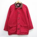 XL★古着 マルボロ 長袖 ジャケット コート メンズ 90年代 90s ダック地 大きいサイズ ロング丈 襟レザー コットン 赤【spe】 26feb16