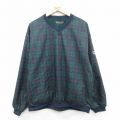 XL★古着 長袖 ジャケット メンズ 90年代 90s Vネック 緑他 チェック 26feb17