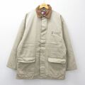 XL★古着 トミーヒルフィガー 長袖 ブランド ジャケット メンズ 90年代 90s 襟コーデュロイ 大きいサイズ ロング丈 コットン ベージュ系他 内側キルティング【spe】 26feb25