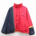 XL★古着 ノーティカ 長袖 ブランド ジャケット メンズ 90年代 90s ワンポイントロゴ マルチカラー リバーシブル 赤他 26mar03