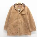 XL★古着 マルボロ 長袖 ジャケット メンズ 00年代 00s 大きいサイズ ロング丈 襟レザー コットン 開襟 オープンカラー 茶系【spe】 26mar03