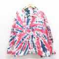 XL★古着 長袖 ジャケット メンズ 90年代 90s 大きいサイズ USA製 白他 タイダイ 26mar05