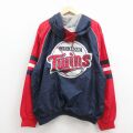 XL★古着 長袖 ハーフジップ ジャケット パーカー メンズ 00年代 00s MLB ミネソタツインズ 刺繍 大きいサイズ 紺 メジャーリーグ ベースボール 野球 26mar05