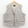 XL★古着 ランズエンド ベスト メンズ 00年代 00s ダック地 コットン ベージュ 26mar05