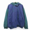 XL★古着 長袖 ジャケット パーカー メンズ ツートンカラー 紺他 内側キルティング 26mar06