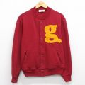 M★古着 長袖 スウェット ジャケット メンズ 90年代 90s g USA製 エンジ 26apr01