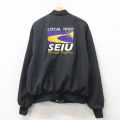 XL★古着 長袖 ジャケット メンズ 90年代 90s SEIU 刺繍 大きいサイズ USA製 黒【spe】 26apr04