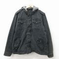 XL★古着 リーバイス Levis 長袖 ジャケット パーカー メンズ 大きいサイズ コットン 黒 内側ボア 26apr04