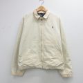 XL★古着 ラルフローレン 長袖 ブランド ジャケット スイングトップ メンズ 90年代 90s ワンポイントロゴ ボロ 大きいサイズ コットン 薄ベージュ 内側フランネル 26apr07