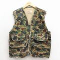 M★古着 SAFTBAK ハンティング ベスト メンズ 80年代 80s 緑他 迷彩 26apr15