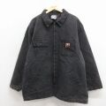 XL★古着 長袖 ジャケット メンズ 90年代 90s ダック地 大きいサイズ USA製 黒 内側キルティング【spe】 26apr17