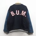 XL★古着 b.u.m.equipment 長袖 スタジャン メンズ 大きいサイズ 紺 内側キルティング【spe】 26jan24