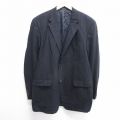 L★古着 ラルフローレン Ralph Lauren 長袖 ブランド テーラード ジャケット メンズ ロング丈 ウール 紺他 ネイビー ストライプ 25jan14 中古 アウター