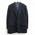 M★古着 長袖 テーラード ジャケット メンズ 90年代 90s ロング丈 ウール USA製 濃紺 ネイビー 25feb01 中古 アウター